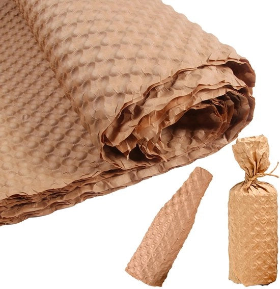 Confezione di Carta per Bottiglie di Vino - 15 pezzi - Confezione Bubbel - Carta Kraft - Resistente allo Scoppio - Demping - 29 cm x 30 cm - Carta per Confezionamento