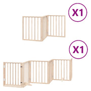Cancello per Cani con Porta Pieghevole 9 Pannelli 450 cm Pioppo CFW1553948
