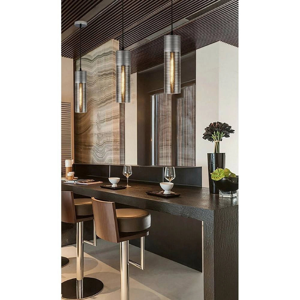 Trade Shop - Lampadario Soffitto Cilindrico In Vetro Lampada A Sospensione Attacco E27 A36-03 -