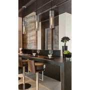Trade Shop - Lampadario Soffitto Cilindrico In Vetro Lampada A Sospensione Attacco E27 A36-03 -