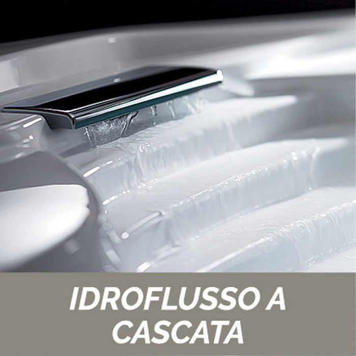 Vasca angolare 140x140 con idromassaggio e pannello serie cipro