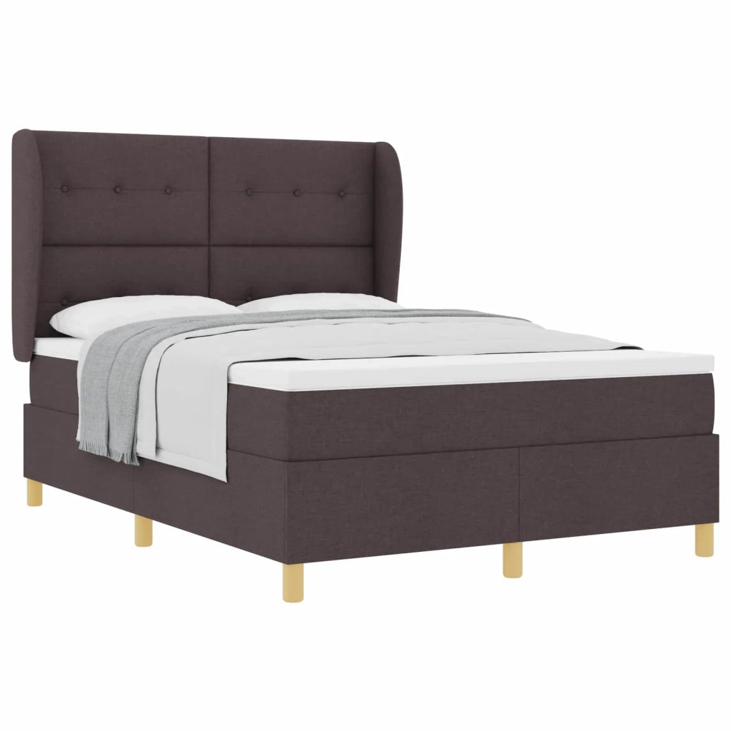 Letto a molle con materasso Marrone Scuro 200 x 160 cm Tessuto 3340763