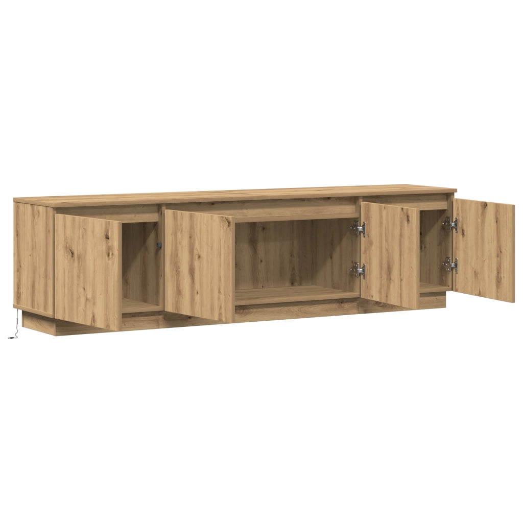Mobile TV con LED Rovere Artigianale 180x38x49 cm Legno ingegnerizzato