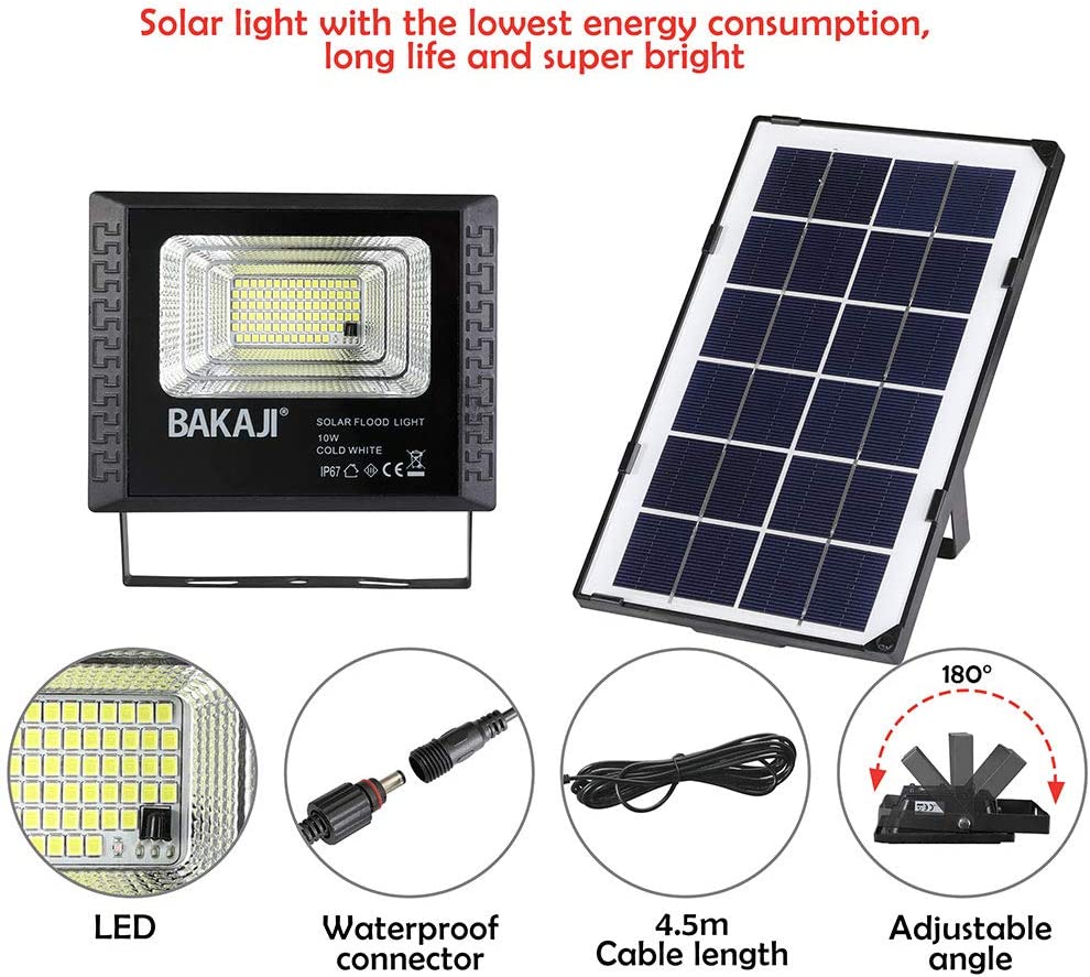 Faro LED 10W Pannello Solare Luce Esterno Alta Luminosita 200 lm + Telecomando