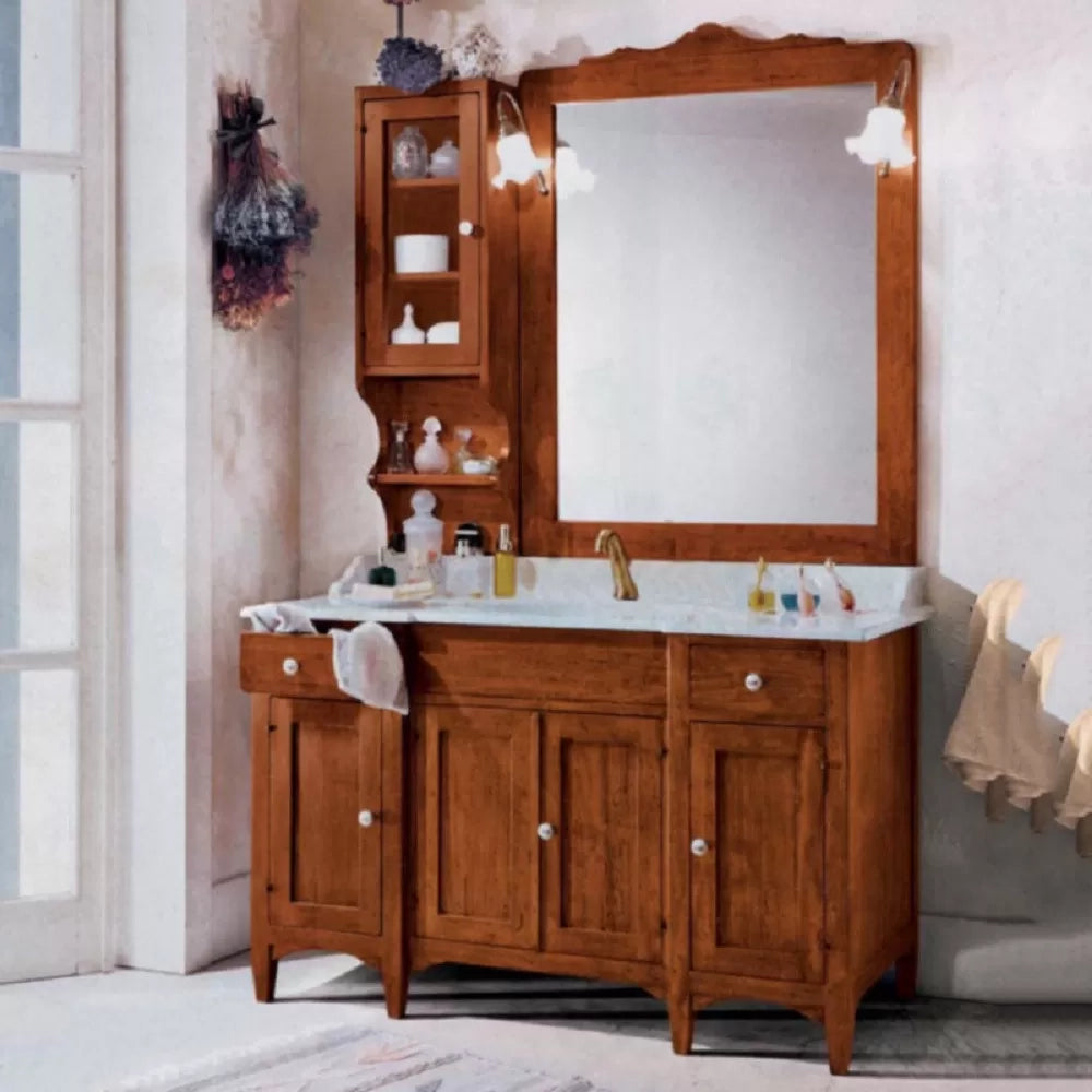 Mobile bagno 129 cm in legno lavabo 4 porte 2 cassetti e specchio - Mobili 2G