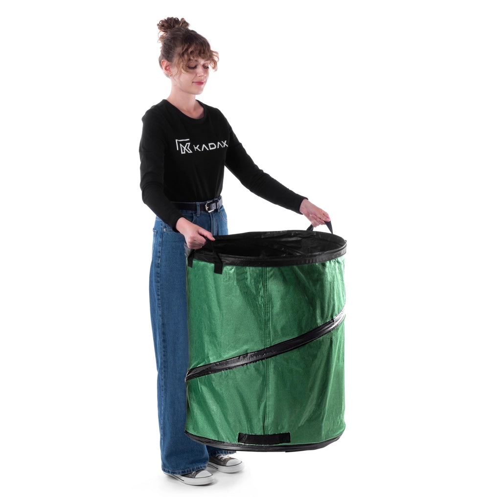 KADAX Sacchetto per foglie, cestino per rifiuti da giardino, pieghevole, resistente, con maniglie, 175 L