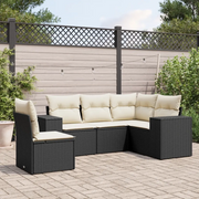 Set Divani da Giardino 5 pz con Cuscini in Polyrattan Nero 3222565