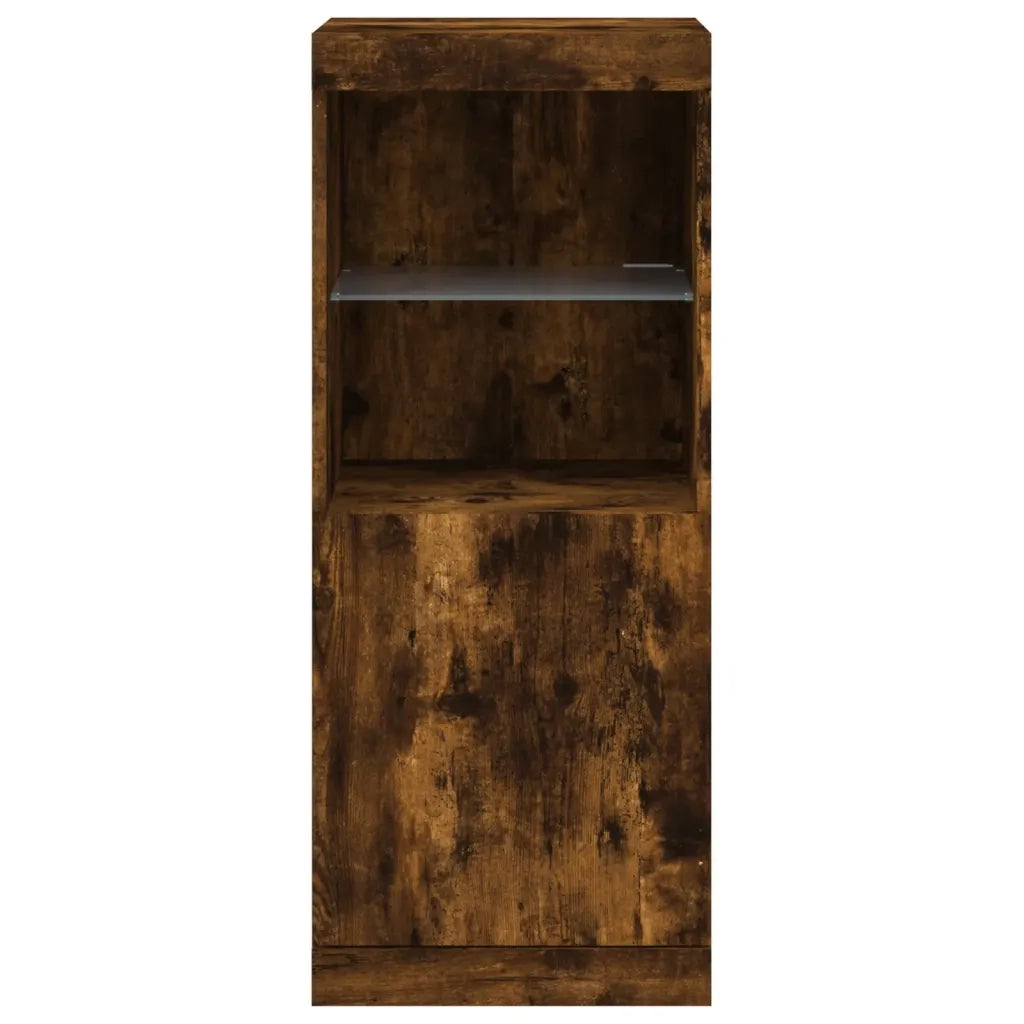 Credenza | Madia | Buffet da pranzo | Armadio da pranzo con Luci LED Rovere Fumo 41x37x100 cm
