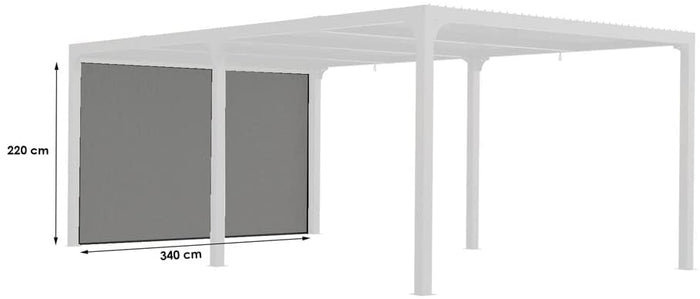 Tenda accessoria per Pergola bioclimatica PER 360x300 e 360x600 con binario per lato 3,60 m, colore grigio