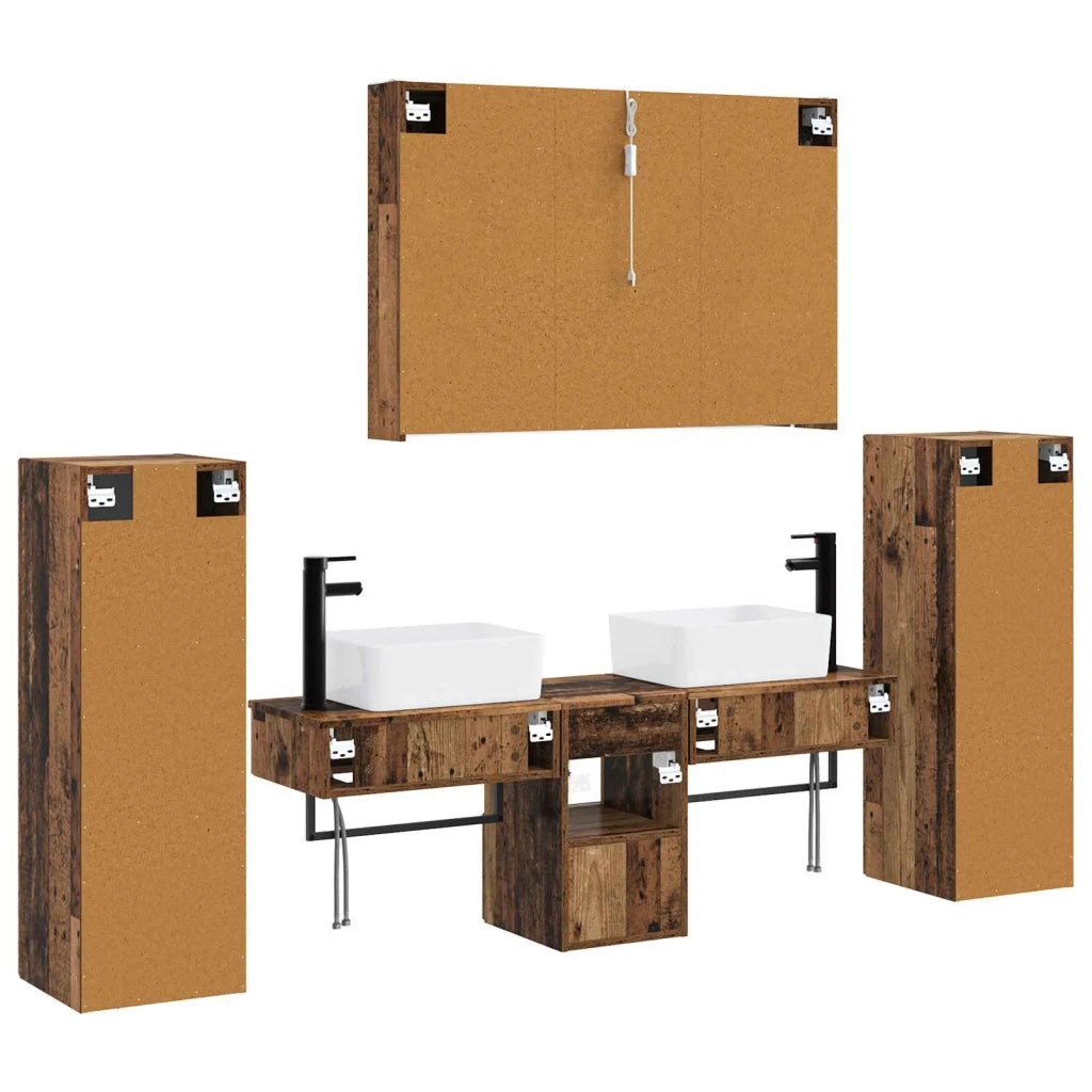 Set di mobili per il bagno 6 pcs Legno antico 3407141