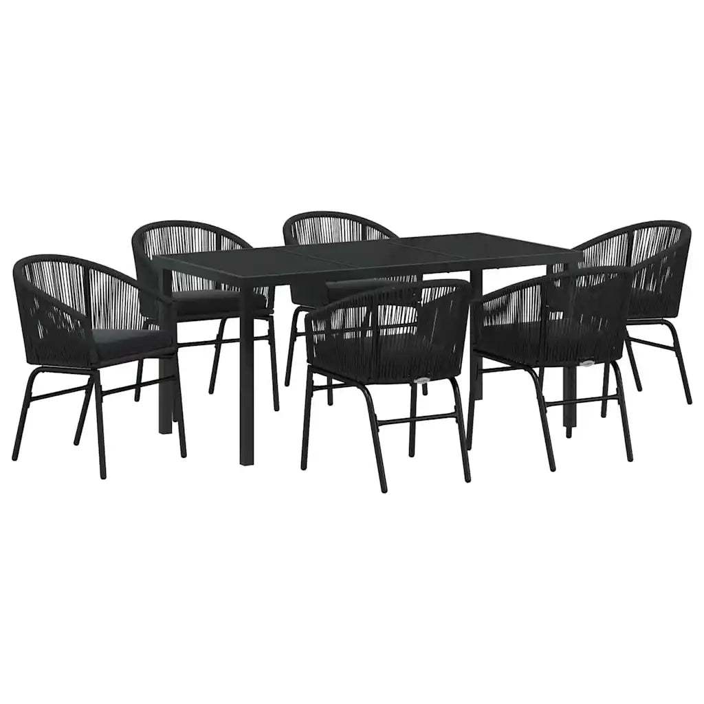 Set da Pranzo per Giardino 7 pcs Nero 3379349