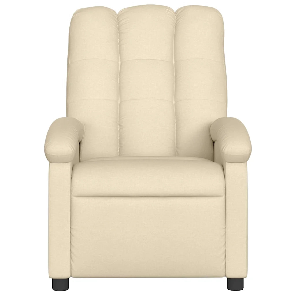 Poltrona Massaggiante | Sedia Relax Reclinabile Crema in Tessuto