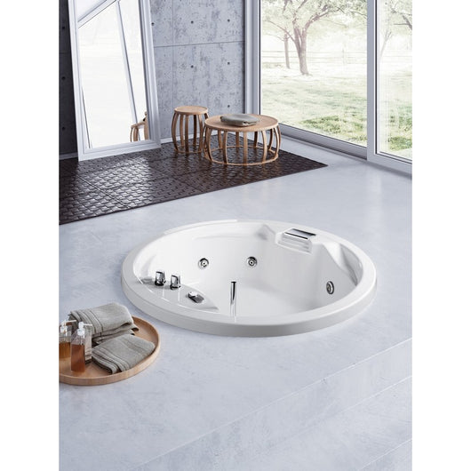 Vasca idromassaggio tonda modello sally con rubinetteria bordo vasca