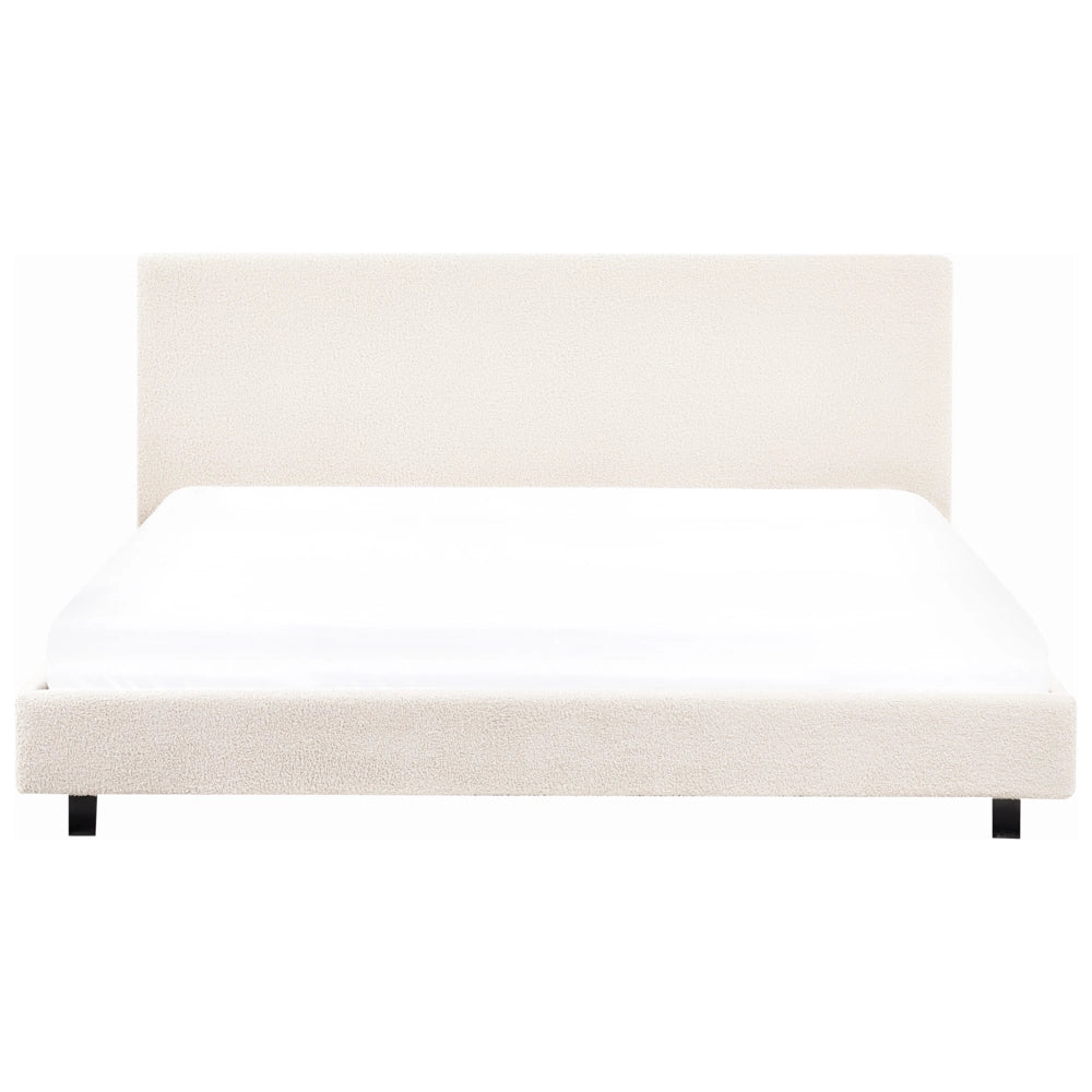 Letto matrimoniale ad acqua in bouclé bianco sporco 180 x 200 cm poggiatesta Design moderno