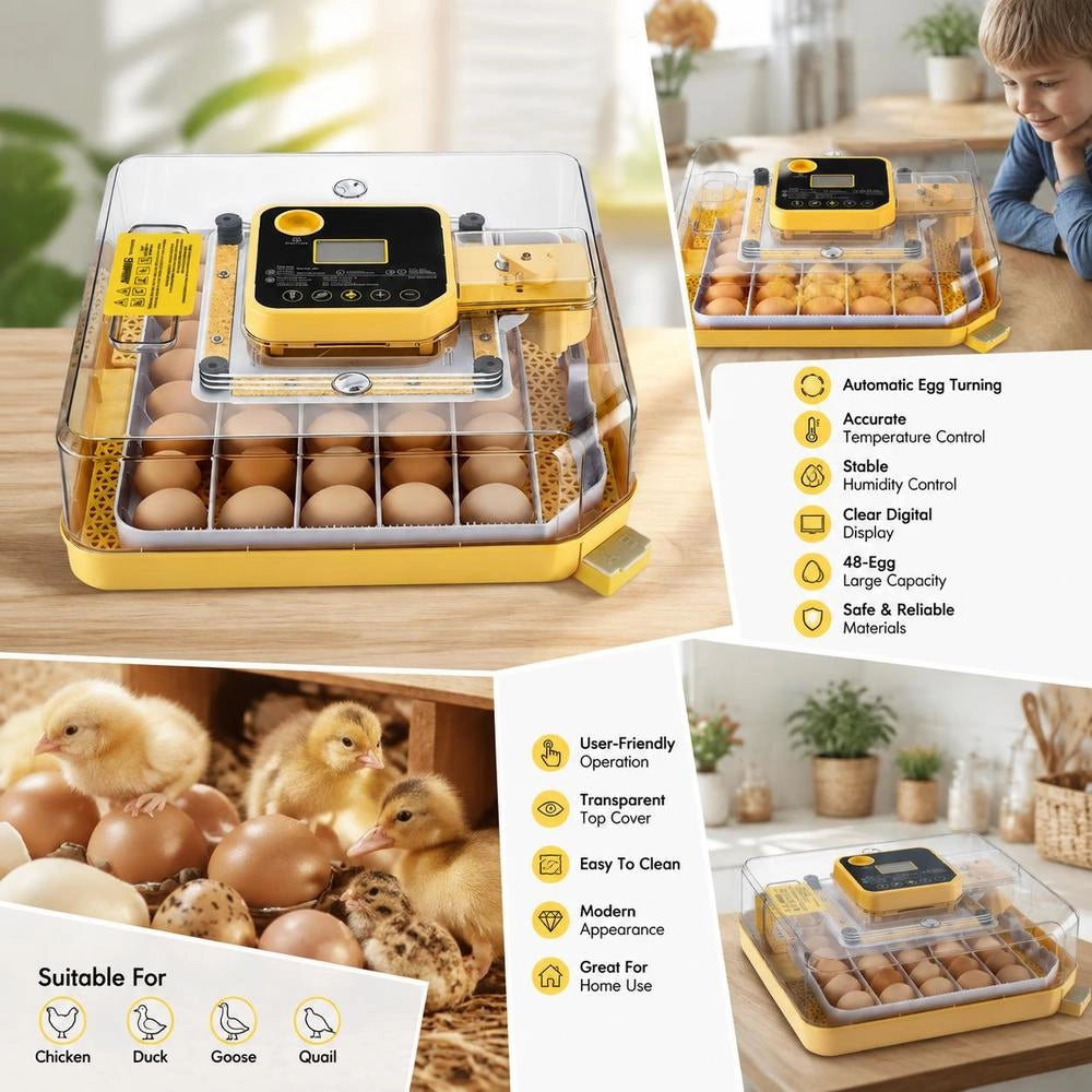 Fully Automatic 48-egg Incubator With Egg Turner, Temperature And Humidity Control, For Hatching Chicks, Ducks, Geese, And Quail.