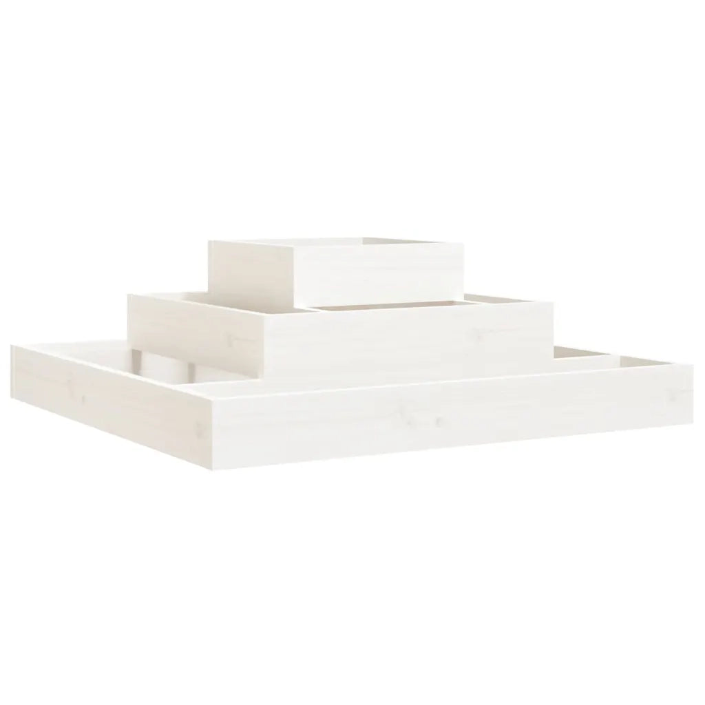 Fioriera-Vaso-Contenitore per Piante Bianca 80x80x27 cm in Legno Massello di Pino 149781