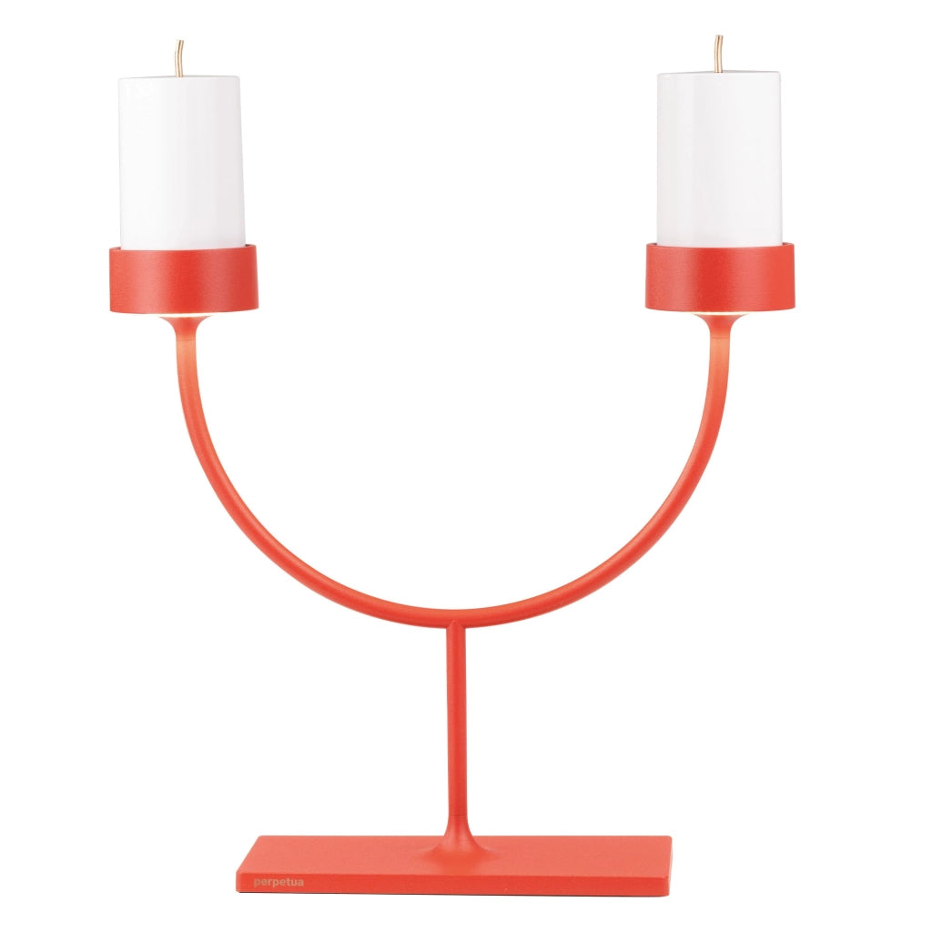 Perpetua Lampada da tavolo Double 2 bracci LED senza fili, ricaricabile, colore Rosso, CRI 90, IP54 per interni ed esterni, design iconico moderno
