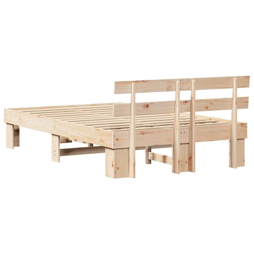 Struttura letto con testiera 135x190 cm in legno massello di pino