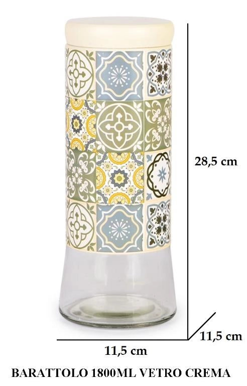 Contenitore Barattolo da Cucina con Tappo Decoro Home Crema 1800 ml
