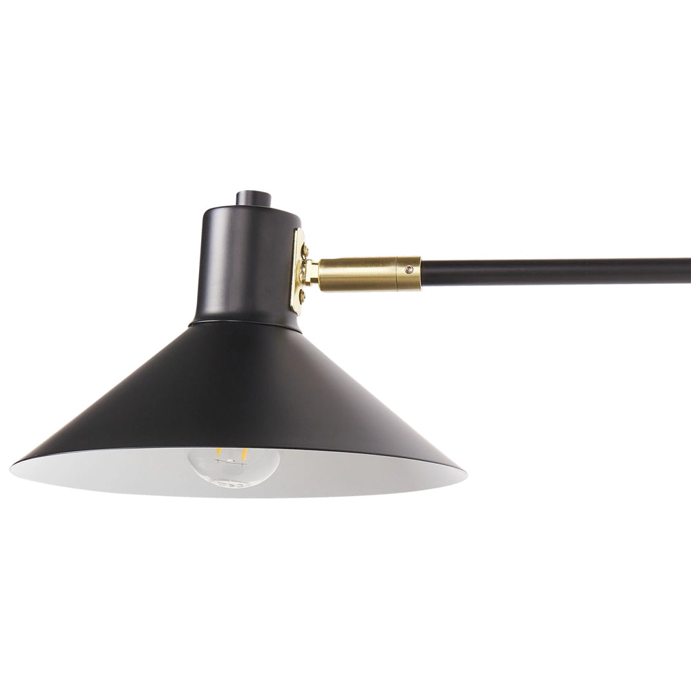 Lampada da parete in acciaio nero a 2 luci con paralumi a tamburo regolabili con elementi dorati Soggiorno moderno industriale Camera da letto
