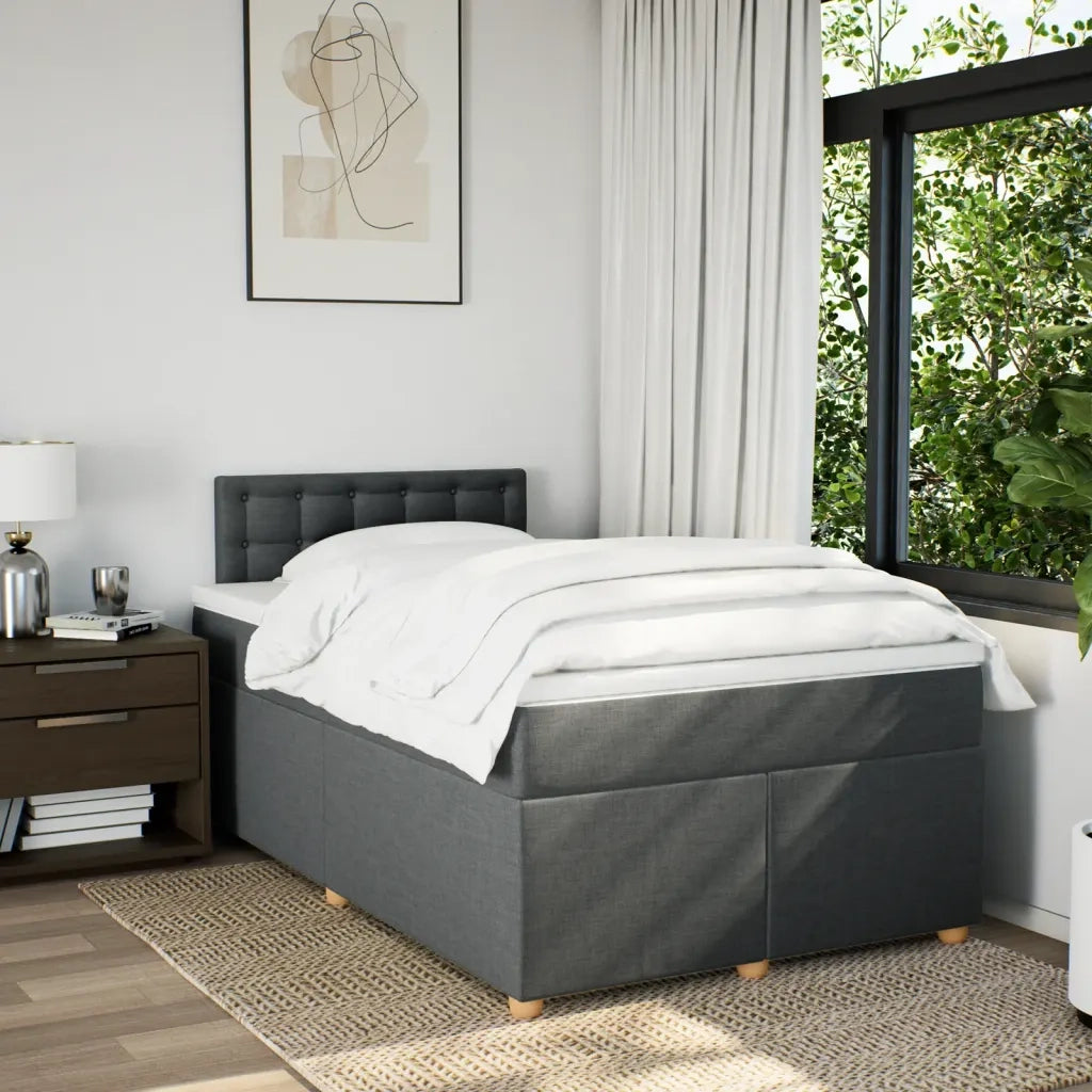 Giroletto a Molle con Materasso Grigio Scuro 120x200 cm Tessuto 3288962