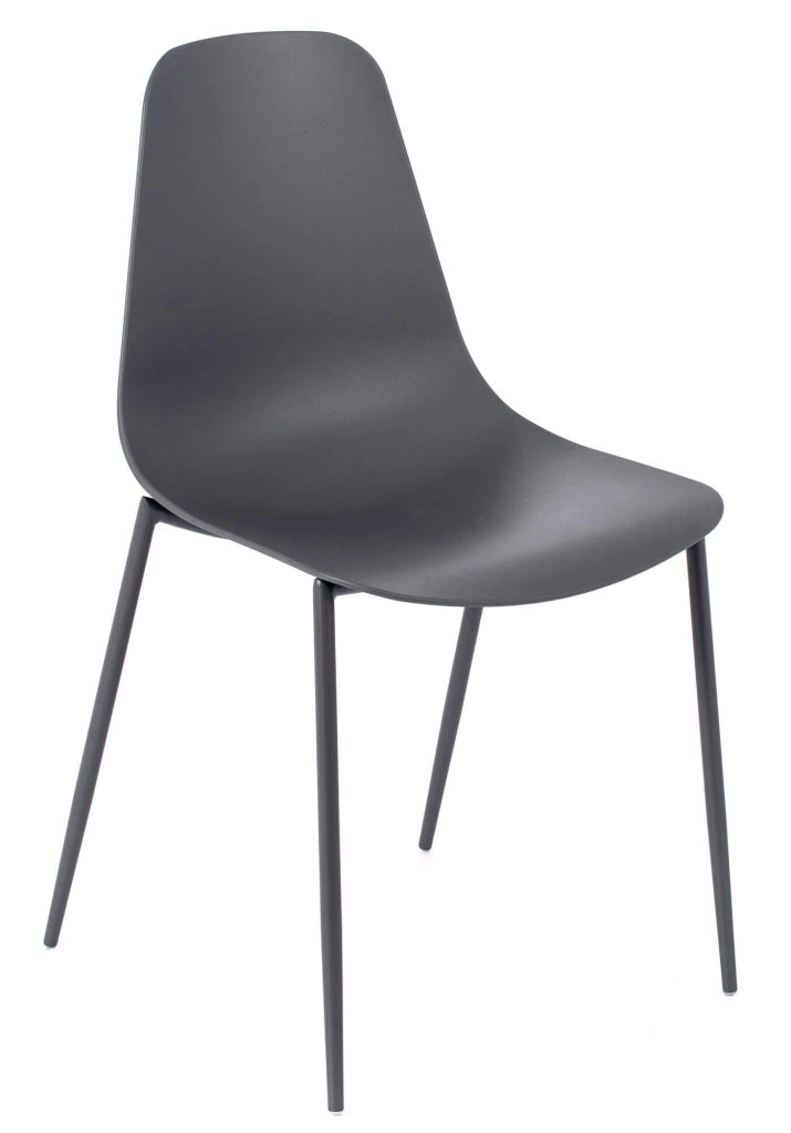 Set 4 Sedie 49x48,5x88 cm in Polipropilene Grigio Scuro