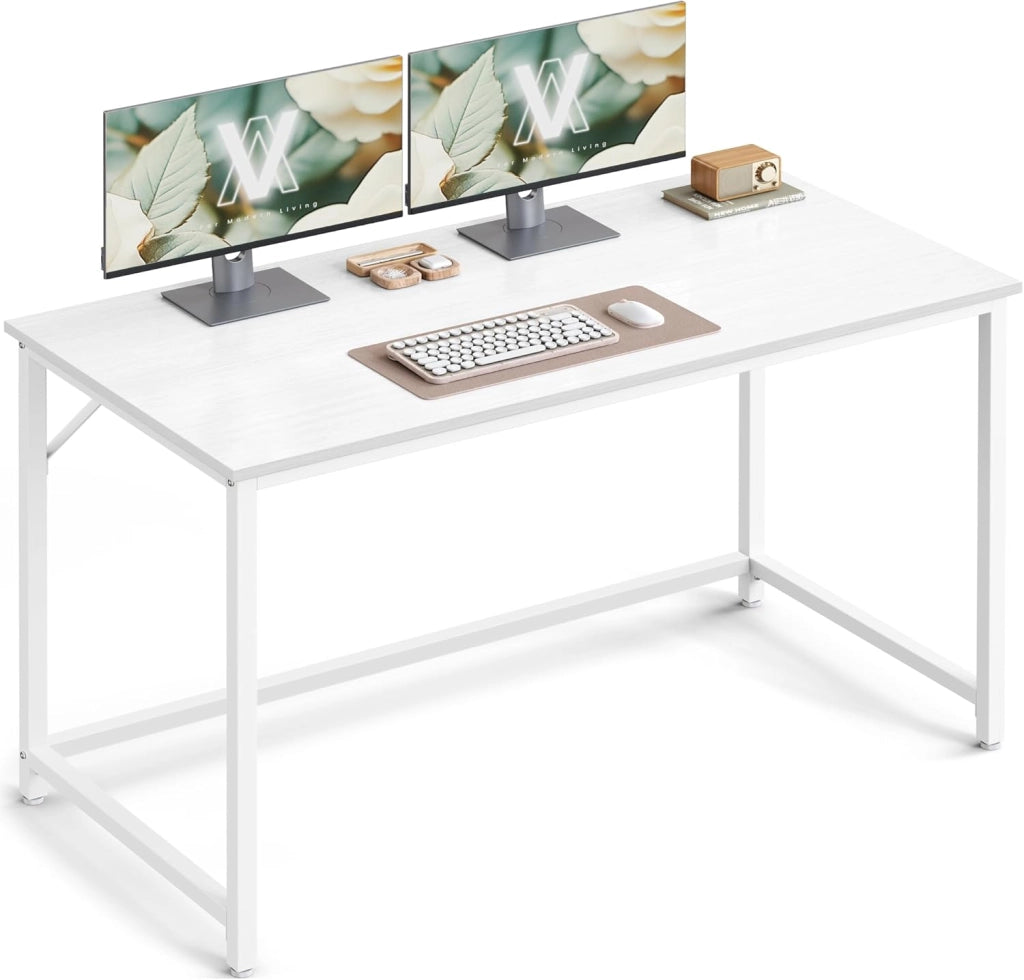VASAGLE Scrivania per Computer, Postazione Lavoro, 60 x 120 x 76 cm, Scrivania da Ufficio, Studio Camera da Letto Soggiorno, Bianco Acero LWD039W01