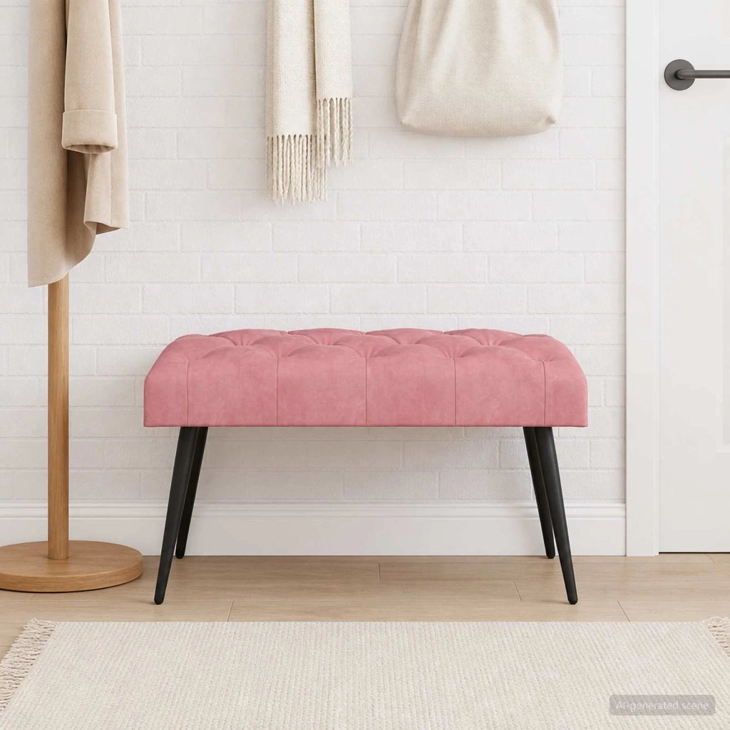 Panchina con bottoni imbottiti Rosa 80 x 40 x 46 cm Velluto 42038561