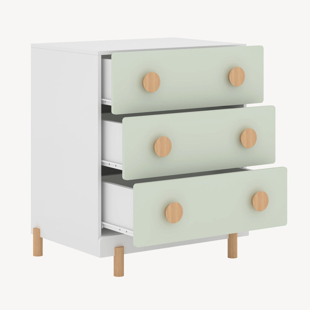Cassettiera Vaarentaa per Cameretta con 3 Cassetti 66x55x41 cm - Bianco/Verde Menta [en.casa]