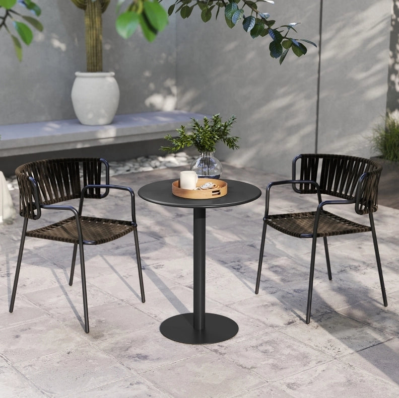 Tavolo da pranzo rotondo in acciaio Ø60x72 cm nero