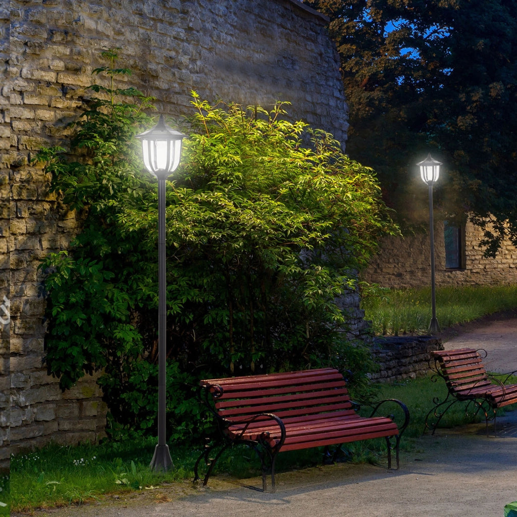 Lanterna Solare Da Giardino Luce Fredda Nero Plastica Per Esterni Accensione Automatica 6 Luci