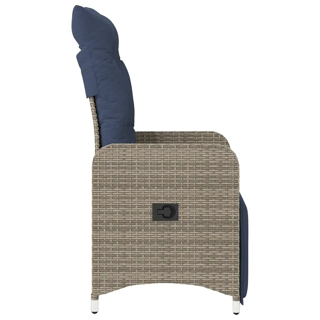 vidaXL Sedia da giardino reclinabile con cuscini grigia in polyrattan