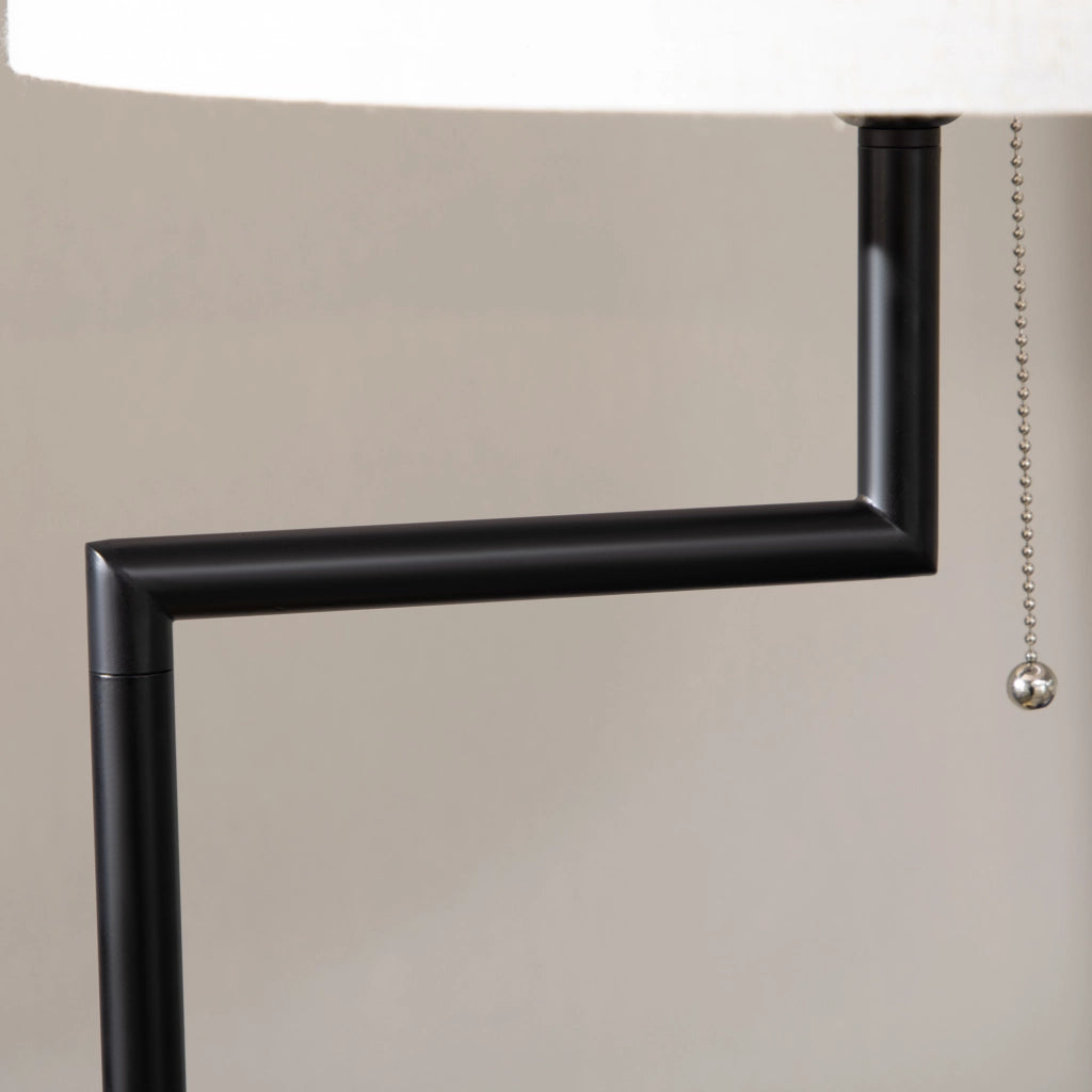 Lampada da terra con tavolino, porta USB e struttura in acciaio, bianco, Ø40 x 168 cm