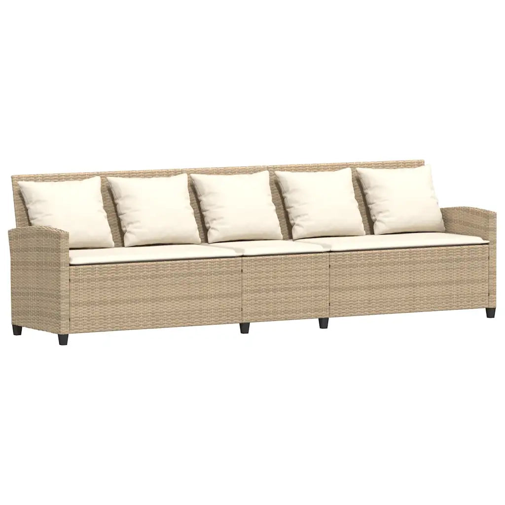 Divano da Giardino con Cuscini a 5 Posti-Sofa da Giardino-Divano da esterno Beige in Polyrattan 578873