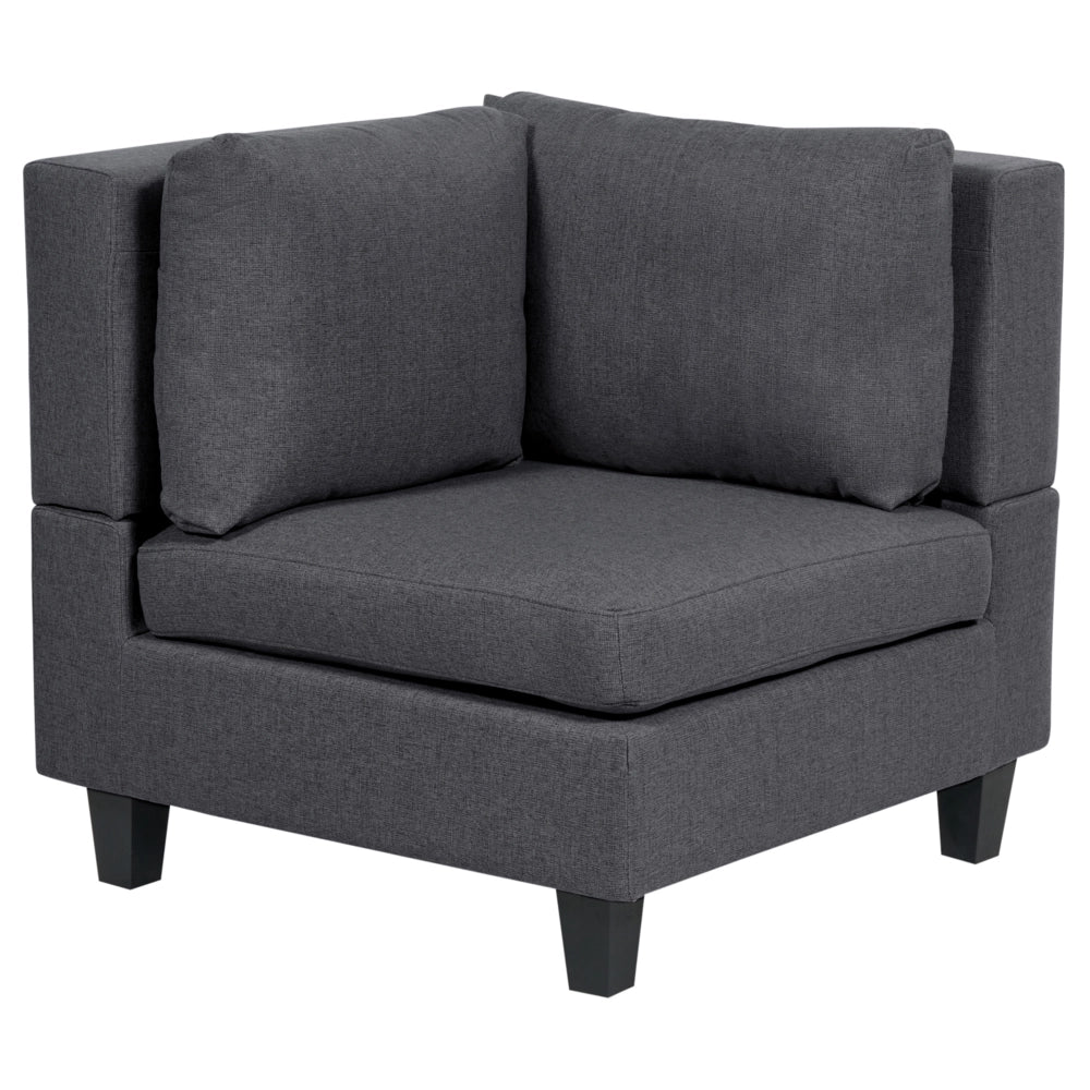 Divano Componibile Rivestito In Tessuto grigio scuro 3 Posti stile moderno