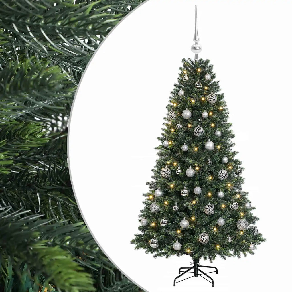 Albero di Natale Artificiale con Palline 150 cm 150 LED 3465980
