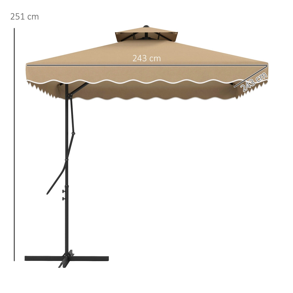 Parasol d¨¦port¨¦ quadrato per giardino ¨C zephmum ¨C kaki 243x243x251 cm