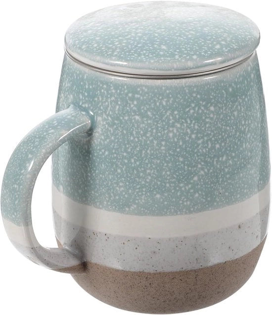 Tazza da tè in ceramica con coperchio e filtro, 350 ml - Adatta per tè e caffè  Rapida consegna  Pagamento sicuro  Ideale per regali