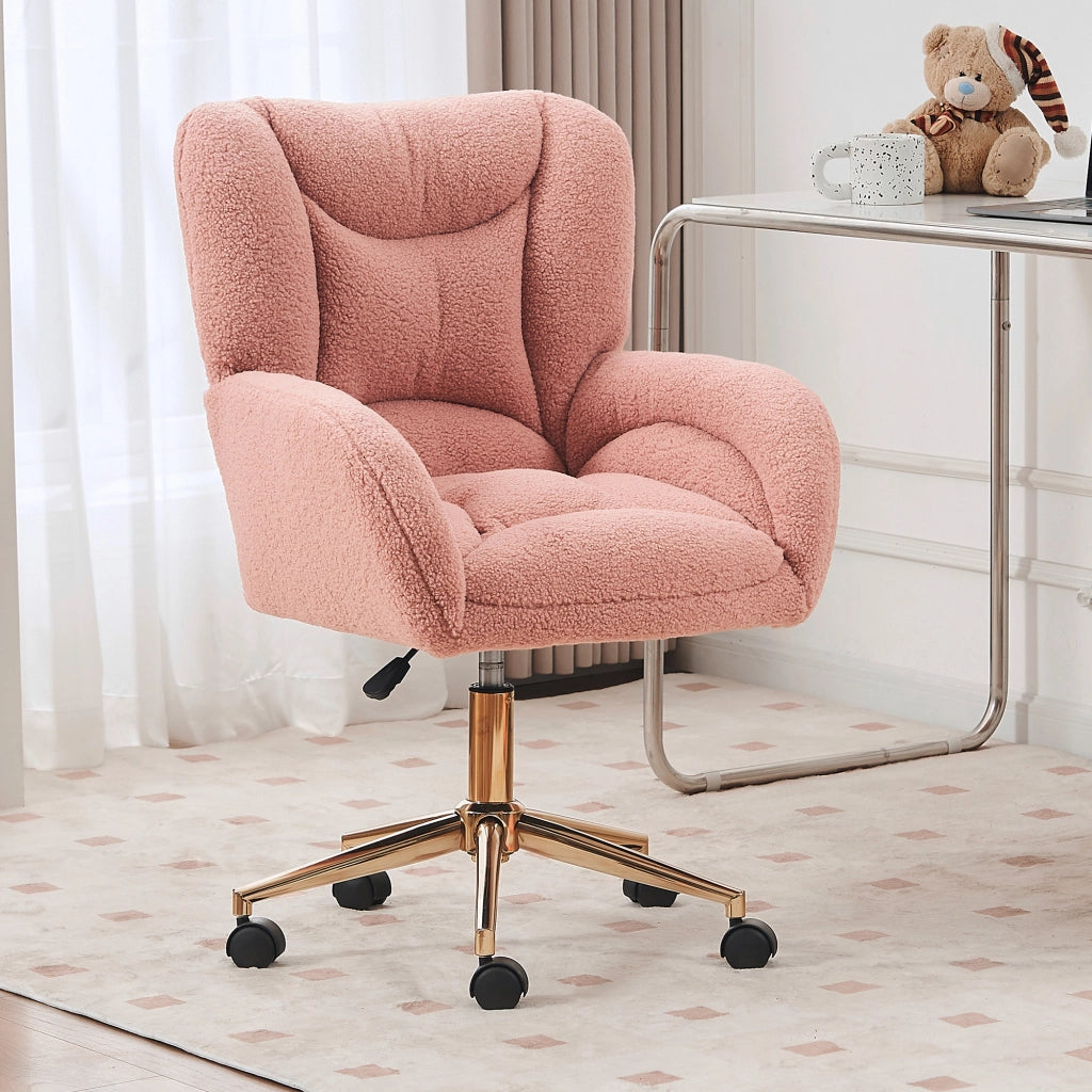 SEDIA Girevole Regolabile 64x62x92,5 cm Teddy Rosa con base oro