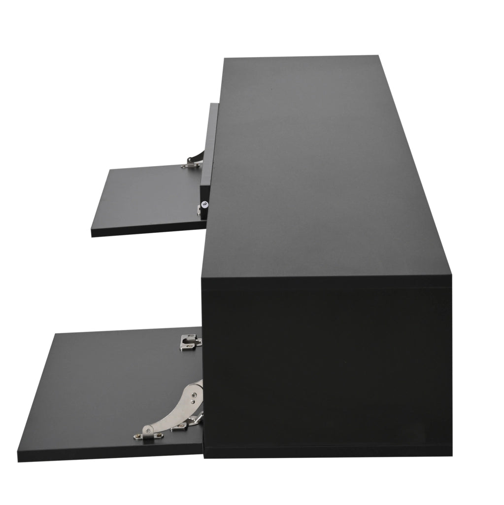 Mobile TV sospeso 160x31x22 cm con illuminazione LED e frontale lucido in legno nero