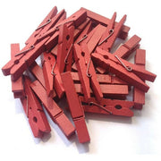 Trade Shop - Mollette Pinze  In Legno Per Decorazione Mollettine Rosse Da 3.5 Cm Portafoto -