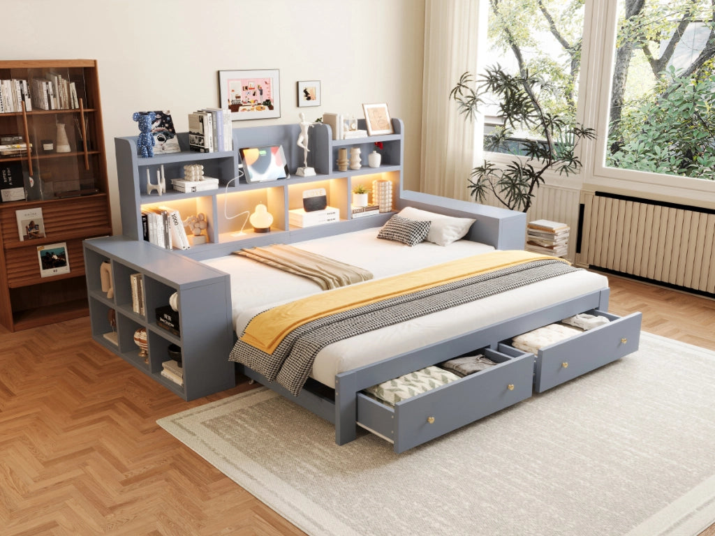 divano letto multifunzione mdf grigio 115 x 230 cm