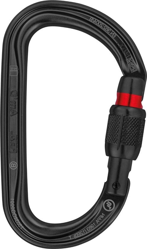 Karabina Asimmetrica Leggera in Acciaio Nero con Blocco a Viti e Sistema di Blocco a Rotazione Unisex per Adulti