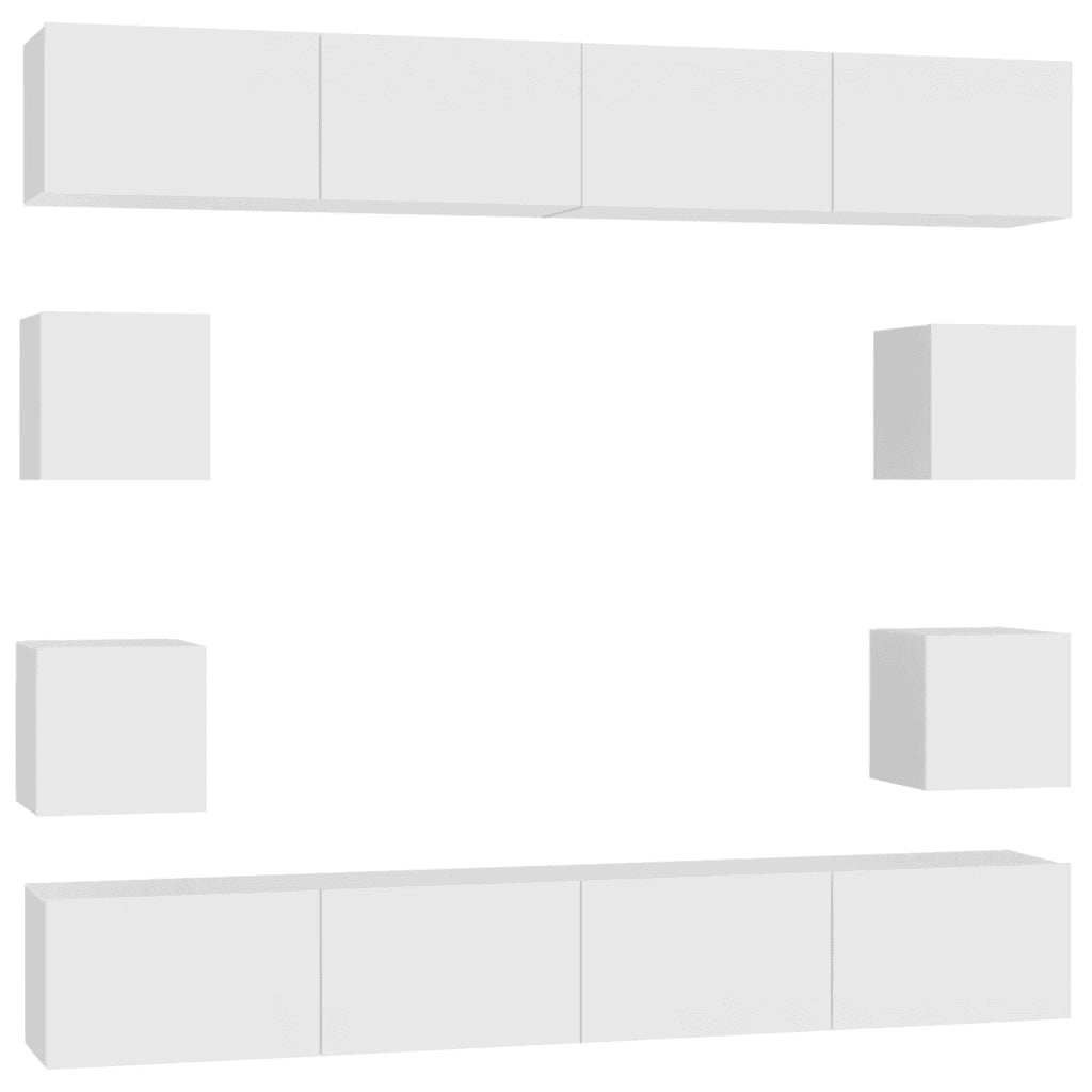 Set Mobili Porta TV 8 pz Bianco in Legno Multistrato 3078649