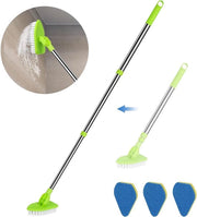 Spazzola per pulizia di fessure - Spazzolino per doccia - Aspirapolvere per pavimento - Pulizia bagno - Manico retrattile - 94 cm - Argento