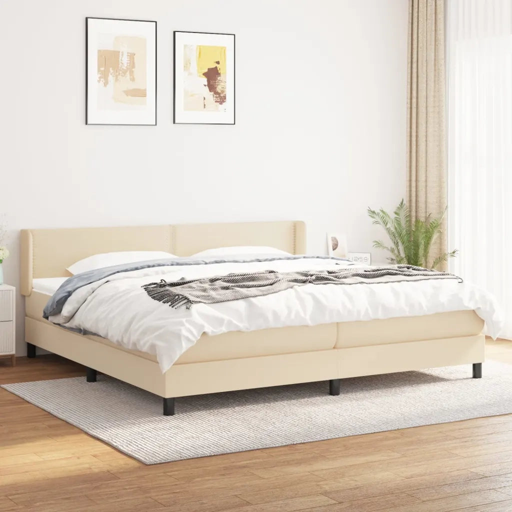 Giroletto a Molle con Materasso Crema 200x200 cm in Tessuto 3129662