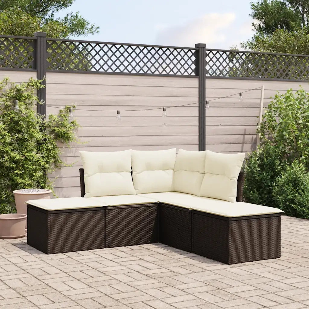 Set Divano da Giardino 5 pz con Cuscini-Sofa da Giardino-Divanetto da esterno Marrone in Polyrattan 721191