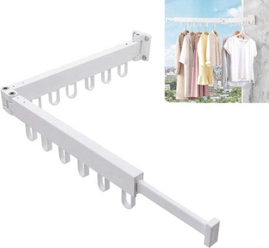 Droga a muro pieghevole - 2 pannelli - Spazio risparmiato - Pieghevole - Per capi, balcone, bagno, terrazzo, cameretta, appartamento - Bianco - 1 pezzo