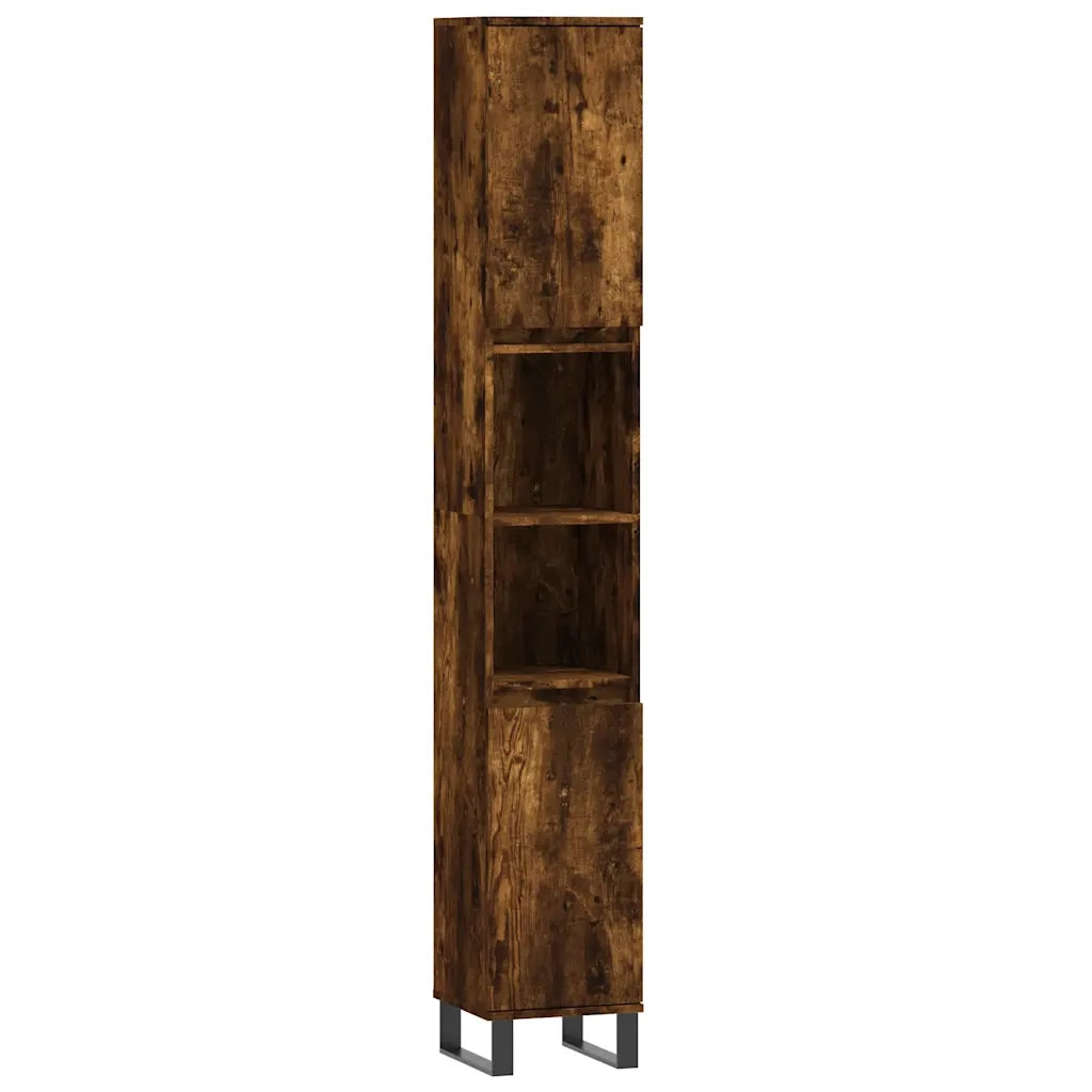 Set Mobili da Bagno 3 pz Rovere Fumo in Legno Multistrato 3190234