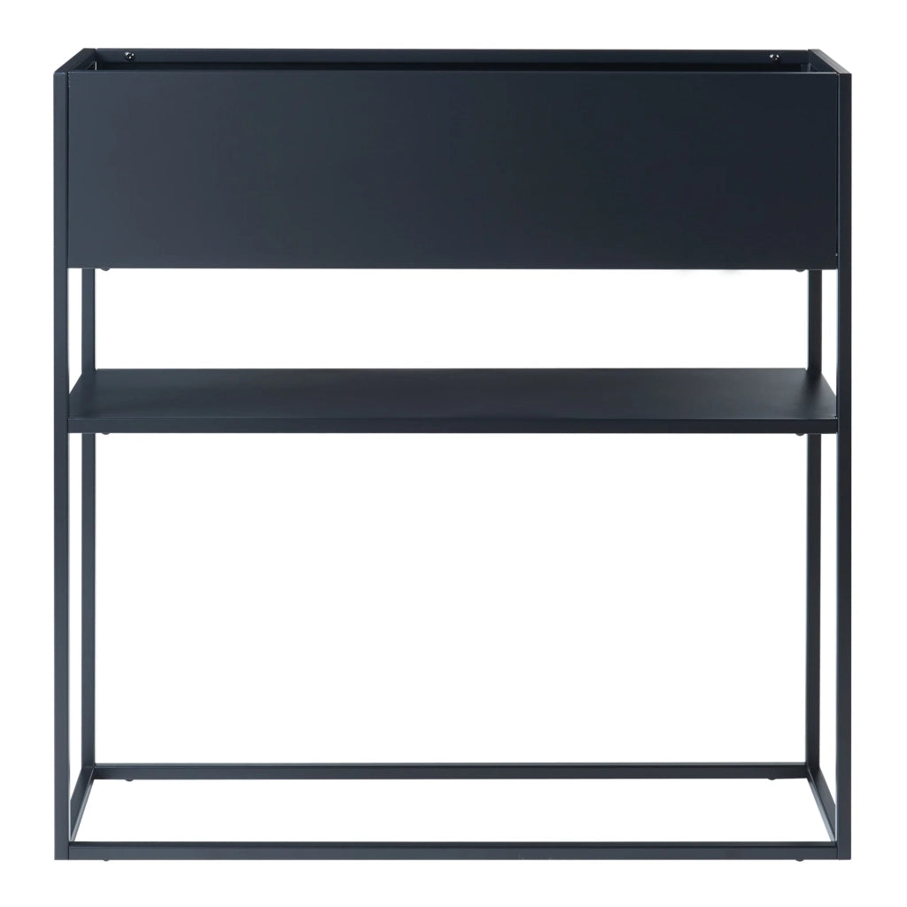 Supporto per piante da esterno supporto rialzato con ripiano 80 x 80 x 25 cm nero 03_0010364